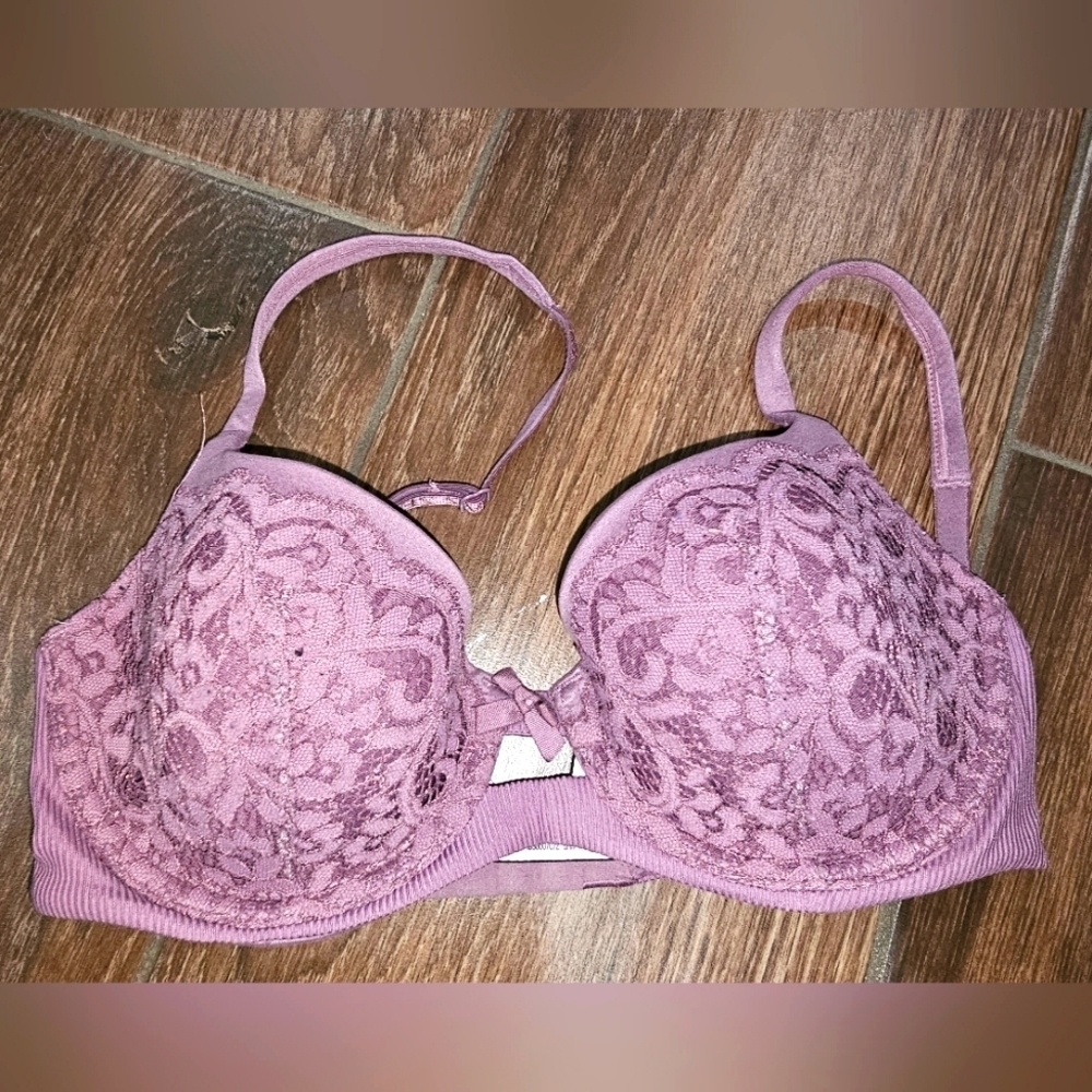 VICTORIA SECRET SZ 32D BODY BY VICTORIA MAUVE PURPLE BRA 💜